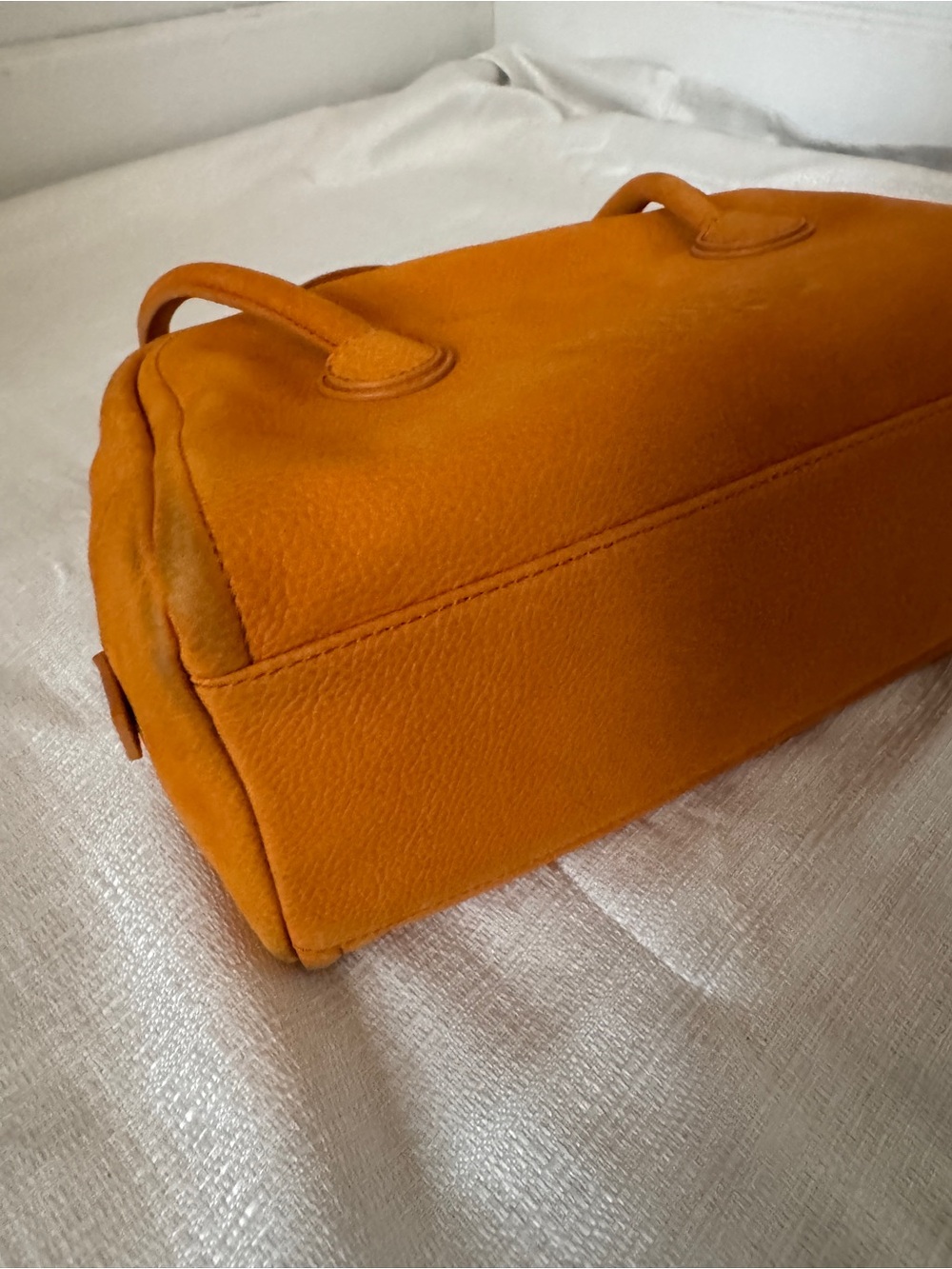Marge Sherwood Soft Boston Bag Orange Leather Top Handle Shoulder Bag - Picture 4 of 11